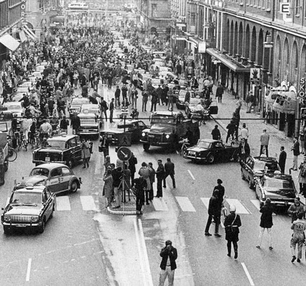 5.) Sweden switched to driving on the right side of the road in 1967. This was the result on the first morning.