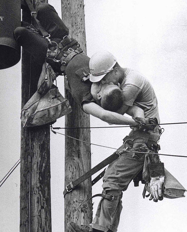 3.) A utility worker giving mouth-to-mouth to a co-worker after he contacted a high voltage wire in 1967.