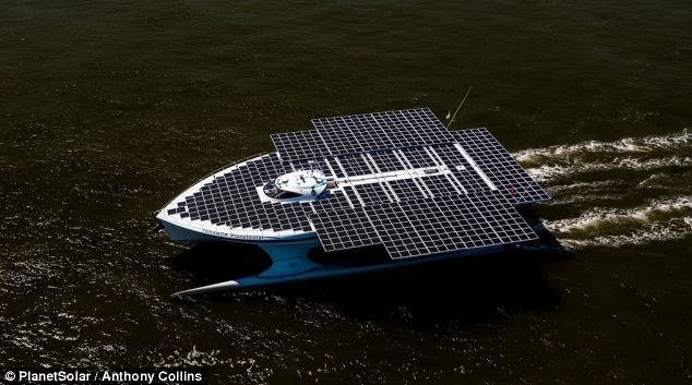 The world's largest solar boat is making London its final port of call on an epic voyage of scientific discovery along the Gulf stream